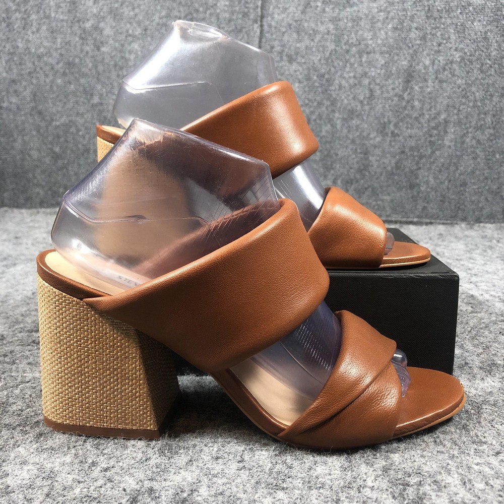 Steve Madden Brown Leather Block Heel Sandals - Picture 2 of 16